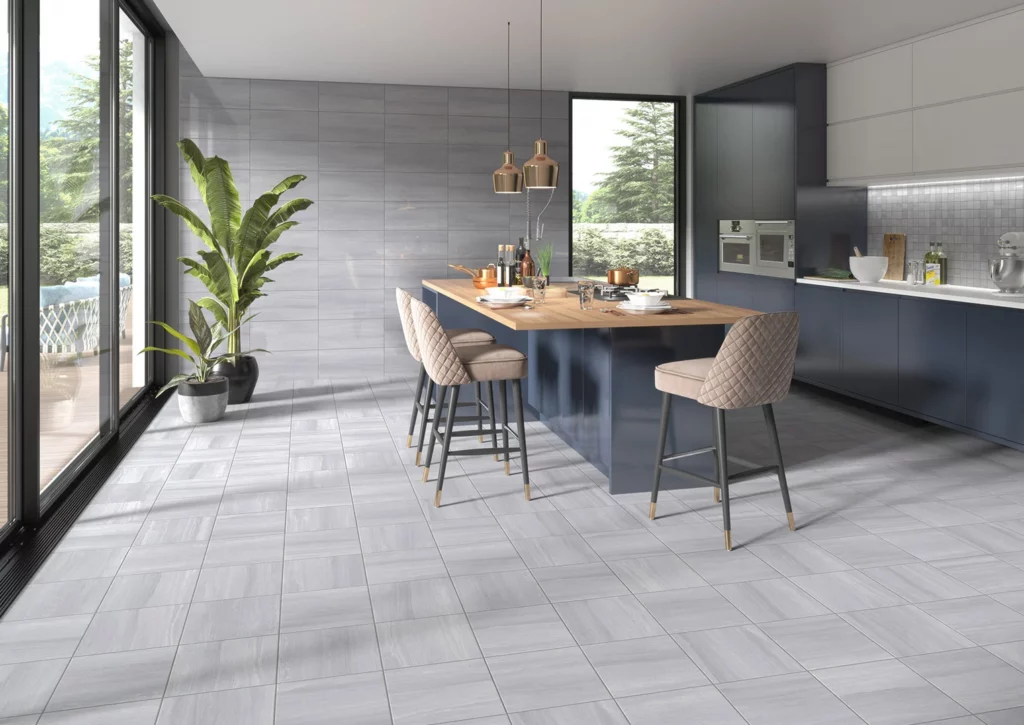 Light-Grey ceramic tiles in room