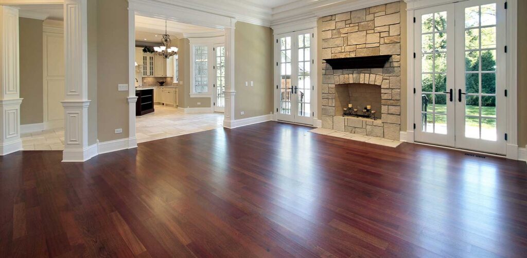 wood flooring in a furnished room